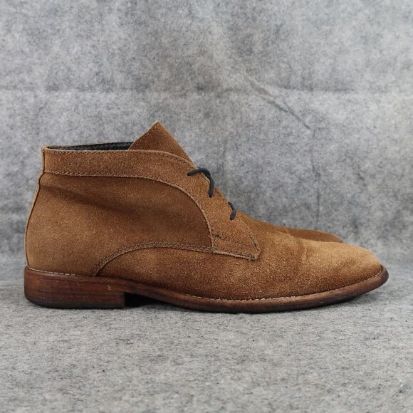 JD Fisk Shoes Mens 8 Boots Leather Casual Classic Brown Derby Chukka Lace Up Mid - Picture 2 of 15